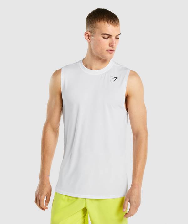 Panske Tricka Gymshark Arrival Sleeveless Biele | WJ7640815
